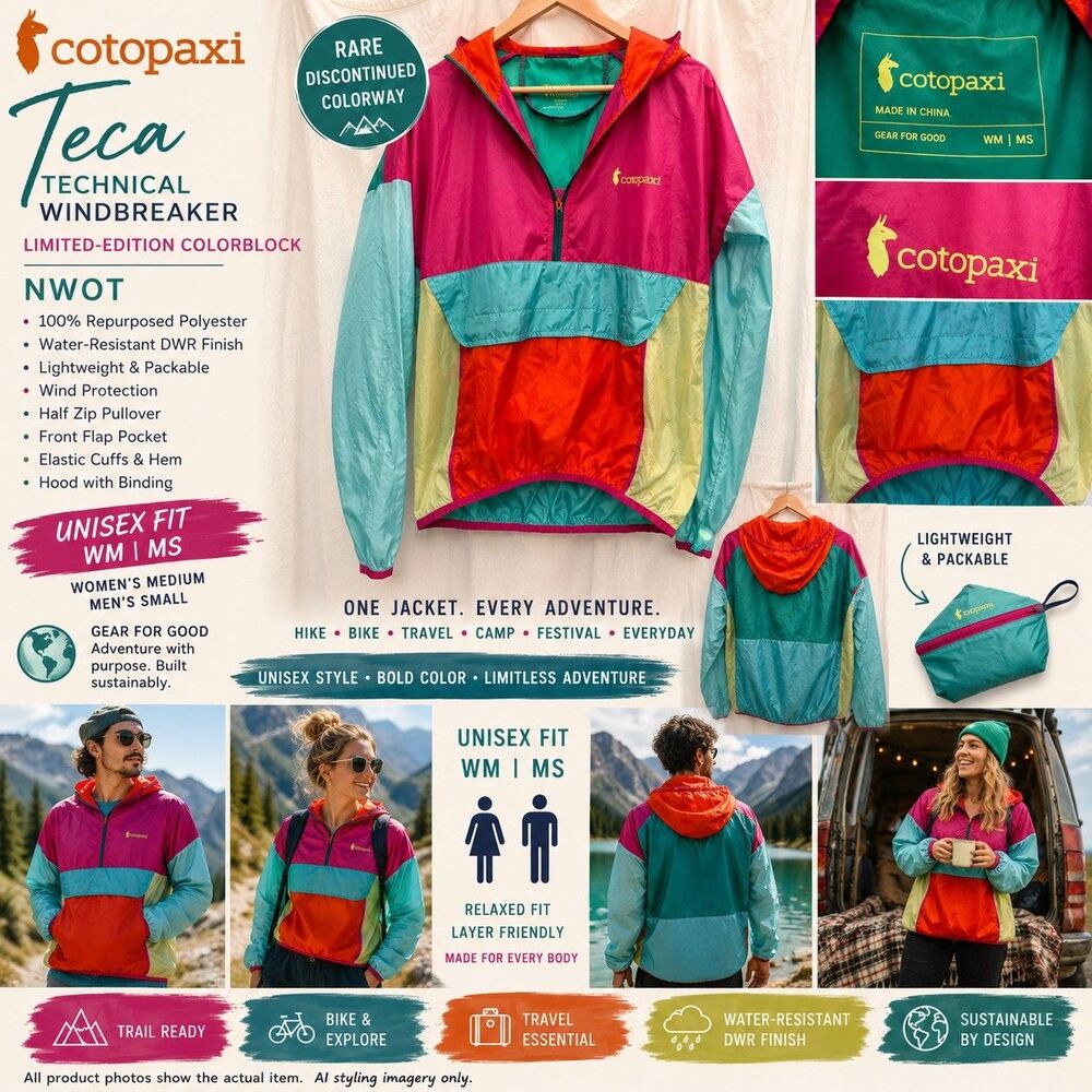 NWOT Cotopaxi Teca Technical Windbreaker WM/MS Unisex Colorblock limited edition